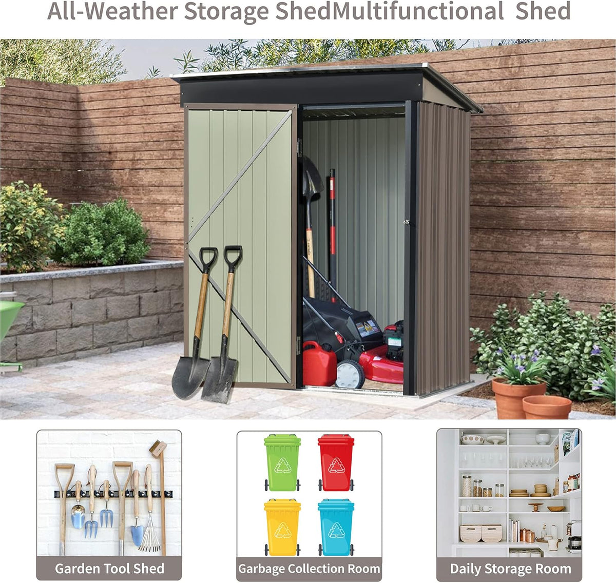 Outdoor Storage Garden Shed 5ft.Wx3ft.L Metal Storage Cabinet with Lockable Door R442
