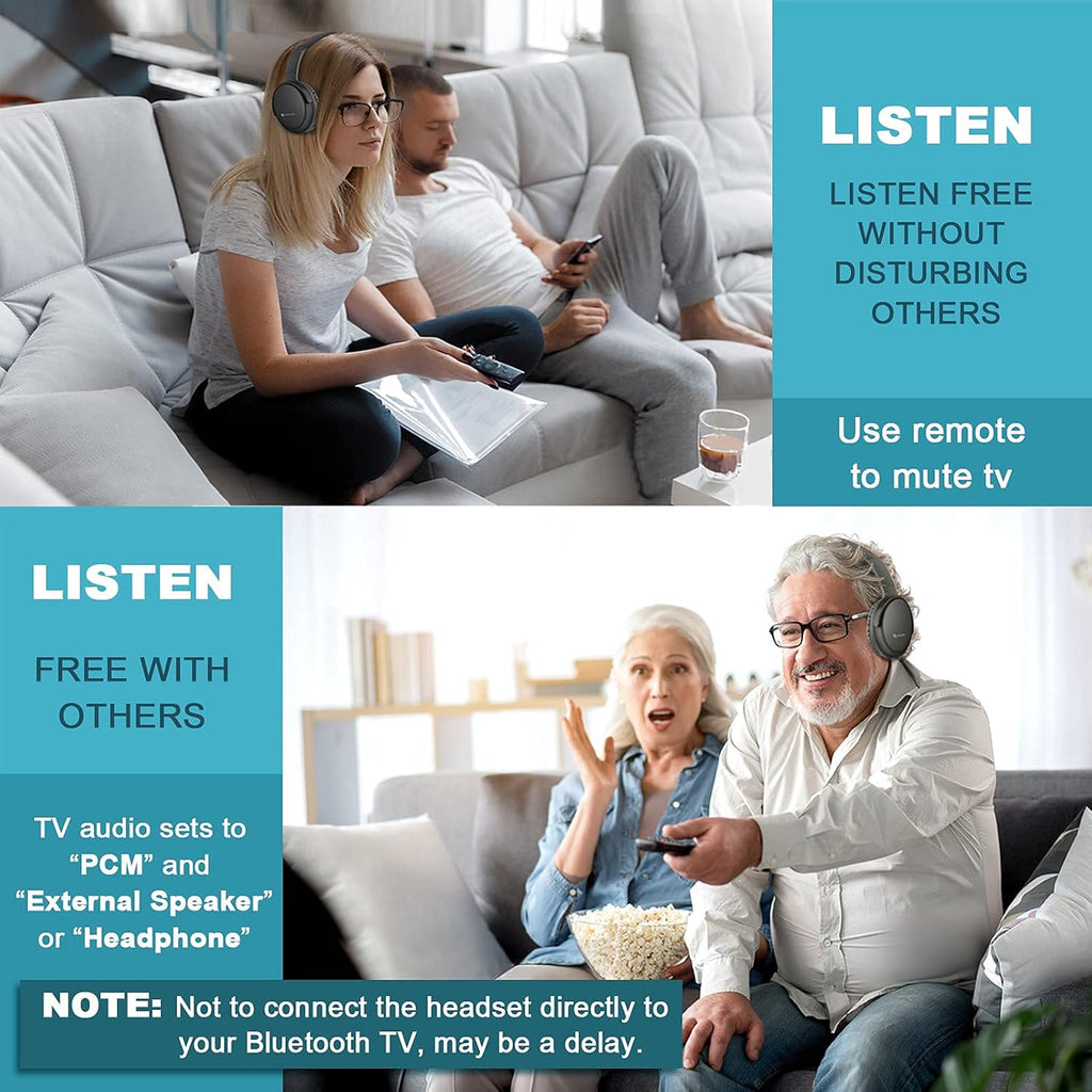 Wireless Headphones with Optical Bluetooth Transmitter, up to 165ft Range, Black N510695