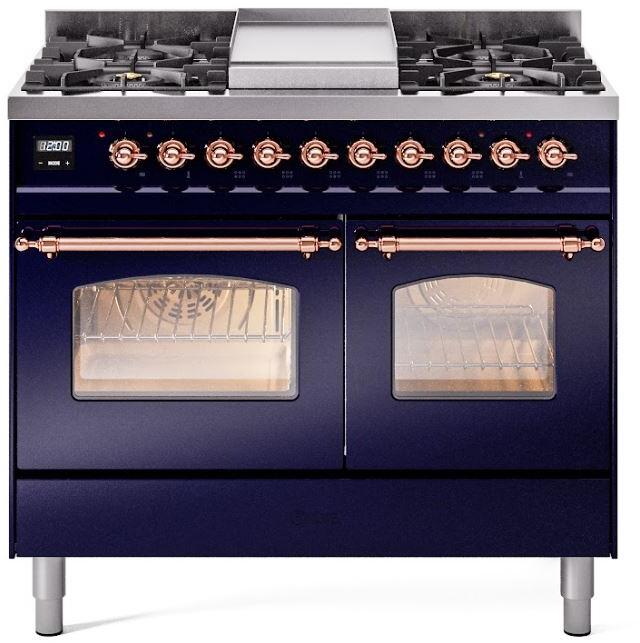 Blue Dual Fuel Natural Gas Range with Copper Trim A1620