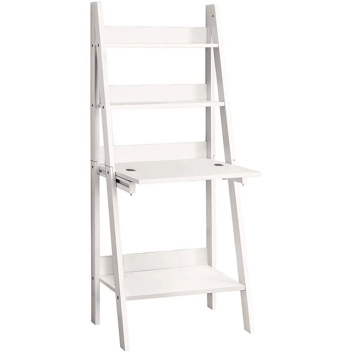 White Ladder Bookcase with Drop-Down Desk G327194