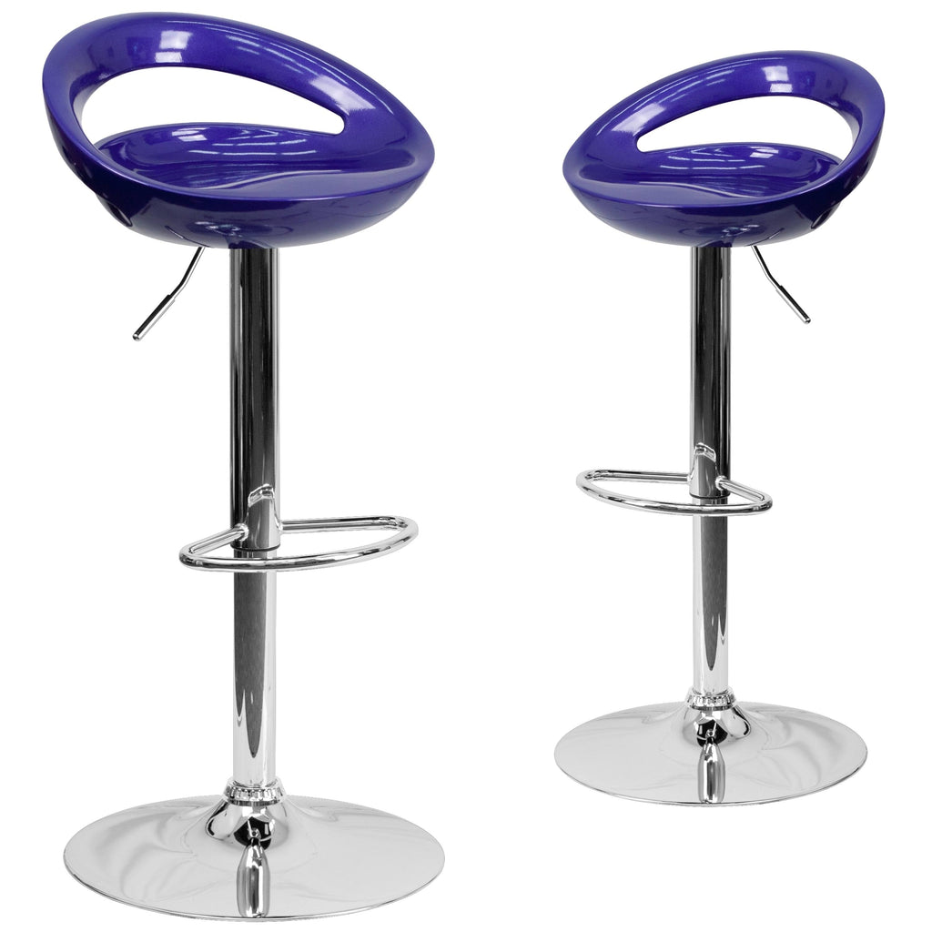 Blue Adjustable Height Plastic Barstool with Chrome Base C15936