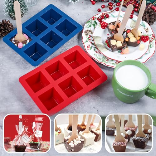 Silicone Hot Chocolate Spoon Molds 2-Pack with 30 Wooden Spoons K165336