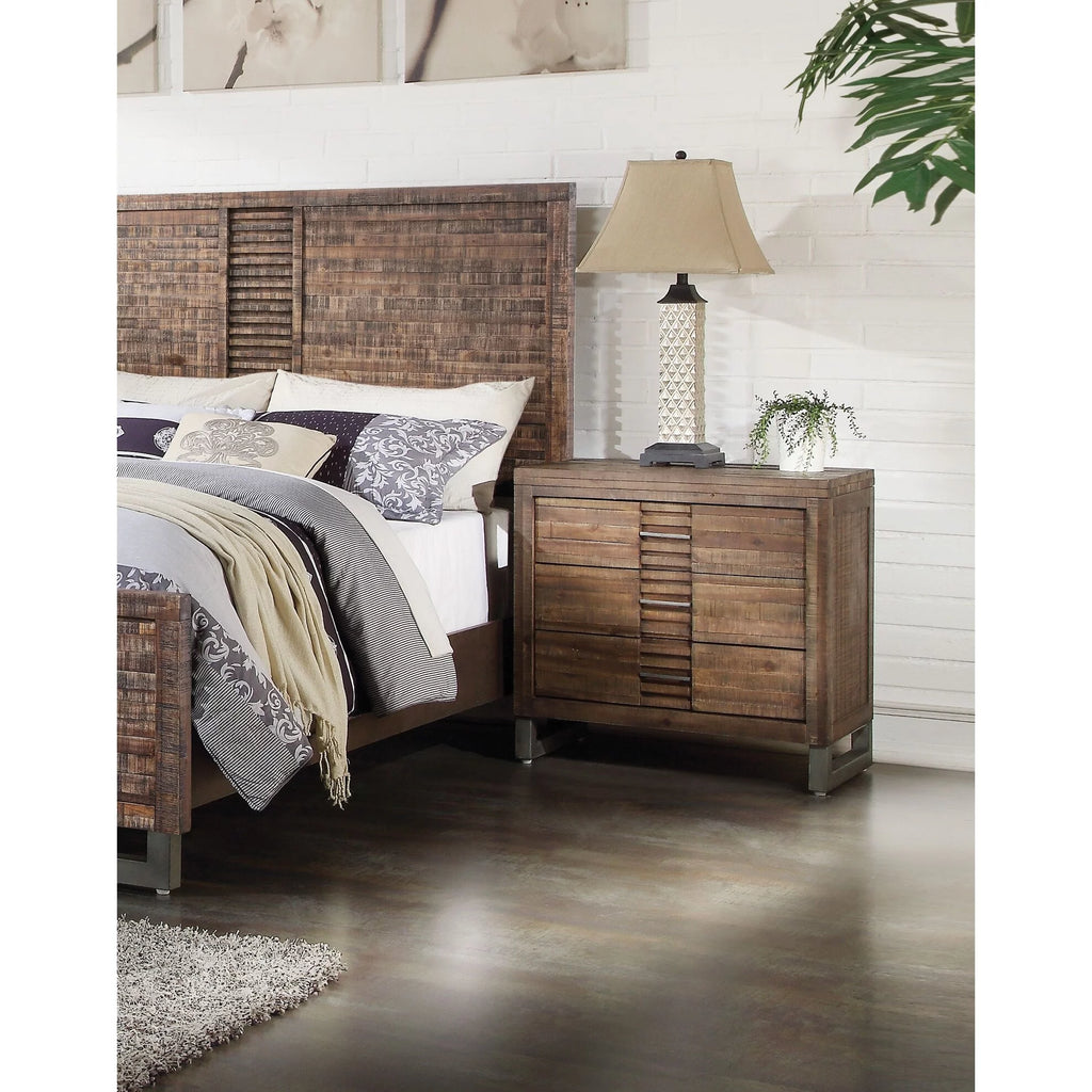 Reclaimed Oak Wood Nightstand with Metal Legs S875160