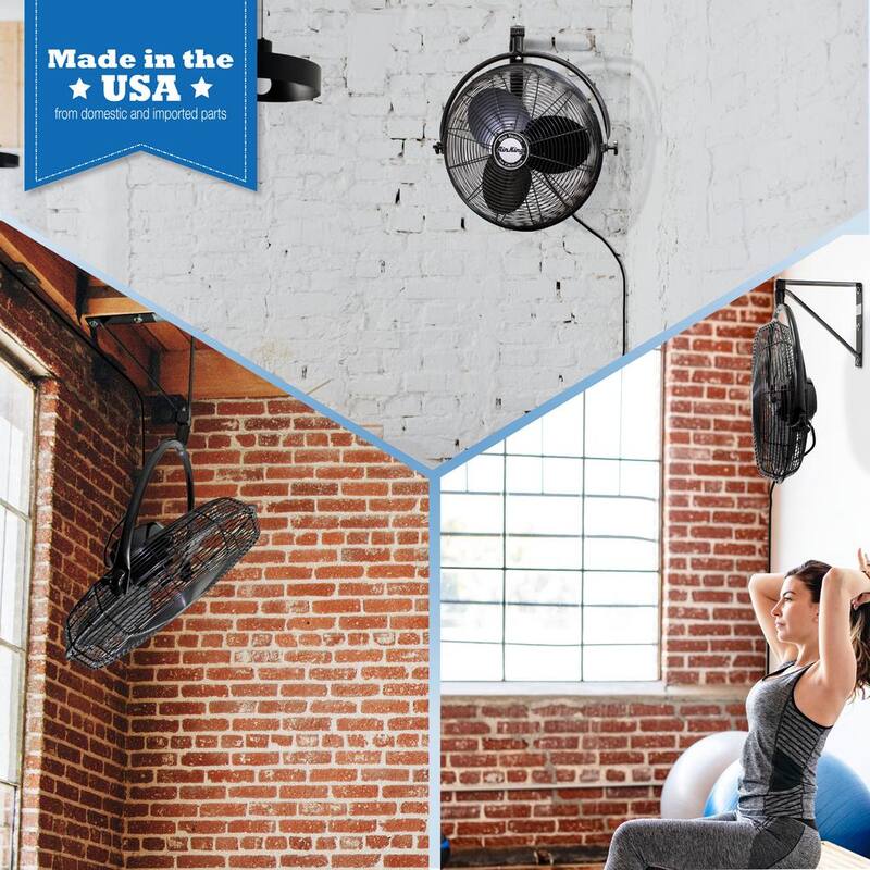 20 in. 3 Speed Oscillating Wall Mount Fan with Steel Blades in Black X1557