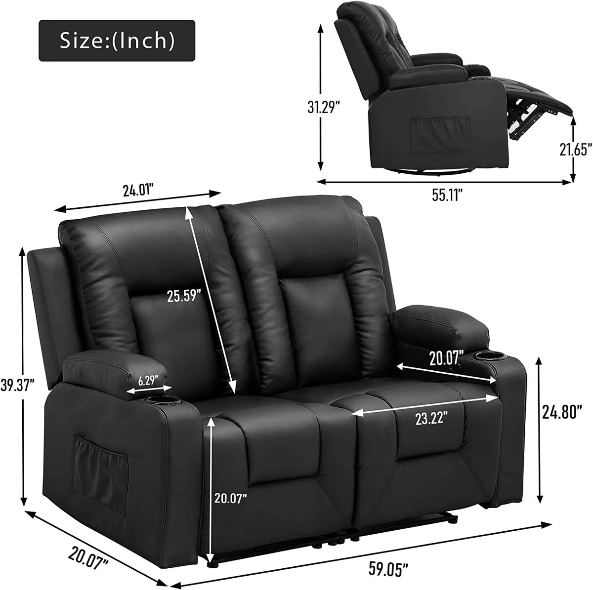 3PC Bonded Leather Recliner Set X597