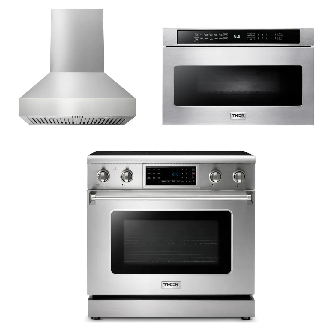 36 Electric Range, Range Hood, Microwave K16891