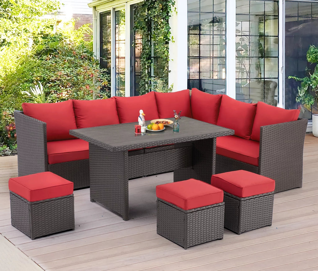 7 Piece Rattan Wicker Patio Conversation Set U36263