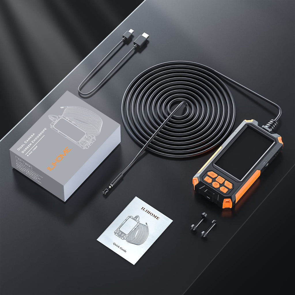 7.9mm 1080P Dual Lens Borescope Endoscope Camera with 4.5 IPS Screen C36568