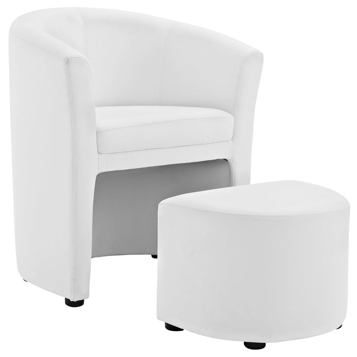 White Faux Leather Armchair and Ottoman Y990996