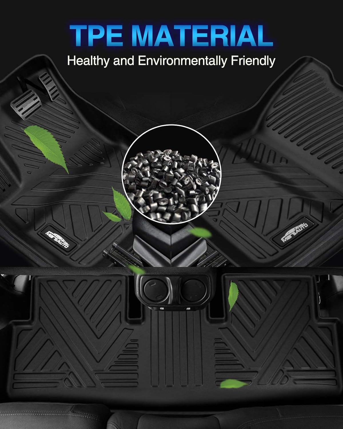 Custom Fit All Weather TPE Black Car Floor Mats Full Set L43943