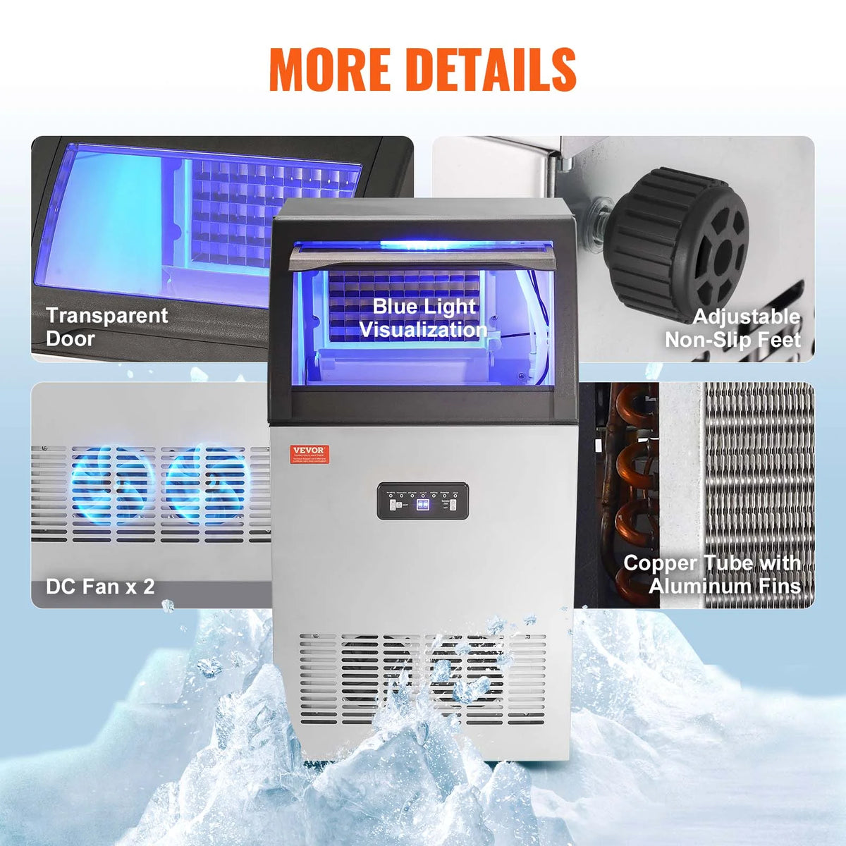 Commercial Ice Maker 120LBS/24H 29LBS Storage S754