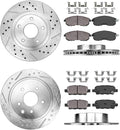 296mm Front + 291.3mm Rear 5 Lug Rotors + Ceramic Brake Pads + Clips B6057