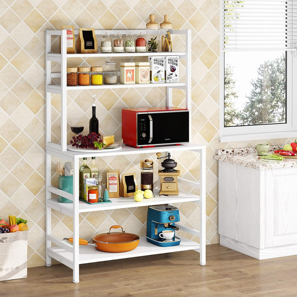White 5-Tier Kitchen Bakers Rack with Storage W55935