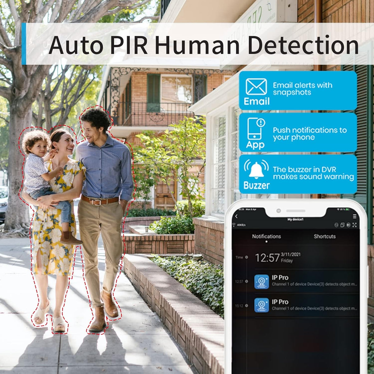 Wireless Security Camera System, 8CH NVR with 1TB HDD and 6PCS 3MP Outdoor Bullet Cameras Q659