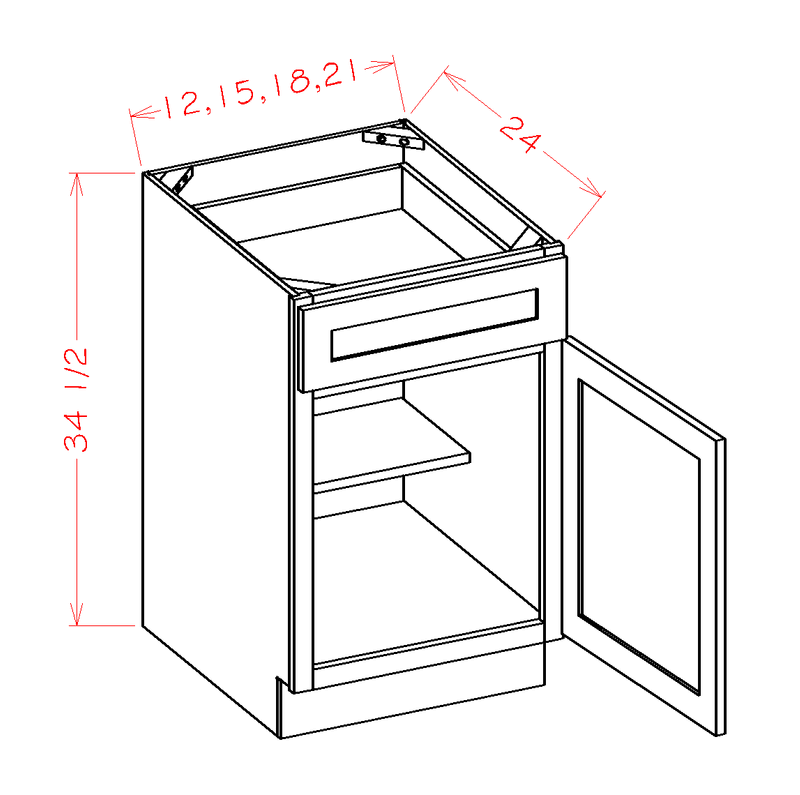 White 1 Door 1 Drawer 1 Shelf Base Cabinet D904