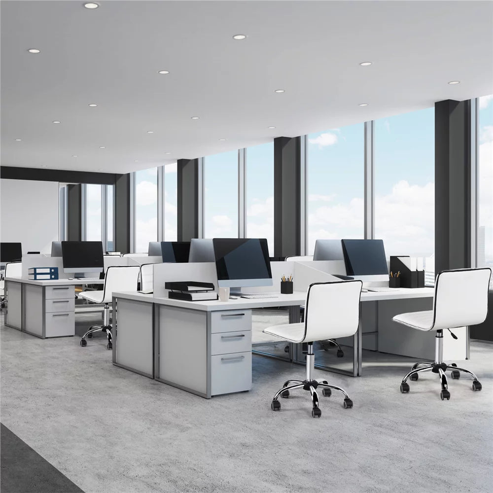 White Adjustable PU Leather Office Chair with Wheels B33842