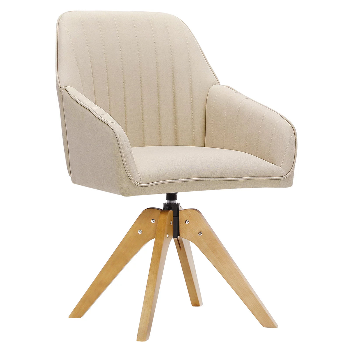 Beige Faux Linen Swivel Accent Chair F99263