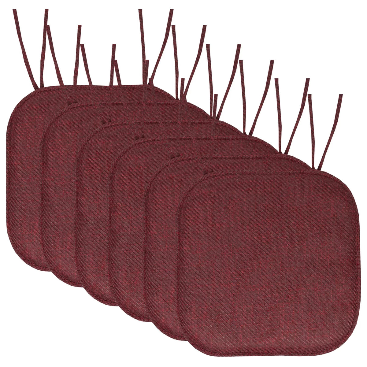 Burgundy Herringbone Memory Foam Chair Pad 6 Pack C754