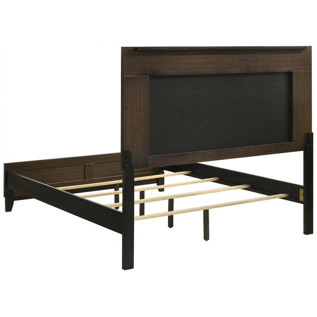 5-piece Contemporary Wood Queen Bedroom Set Light Brown and Gray Z9079