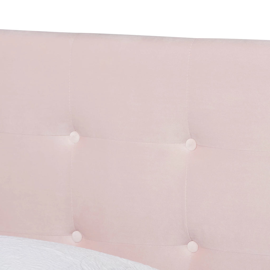 Light Pink Velvet Tufted Panel Bed R33806
