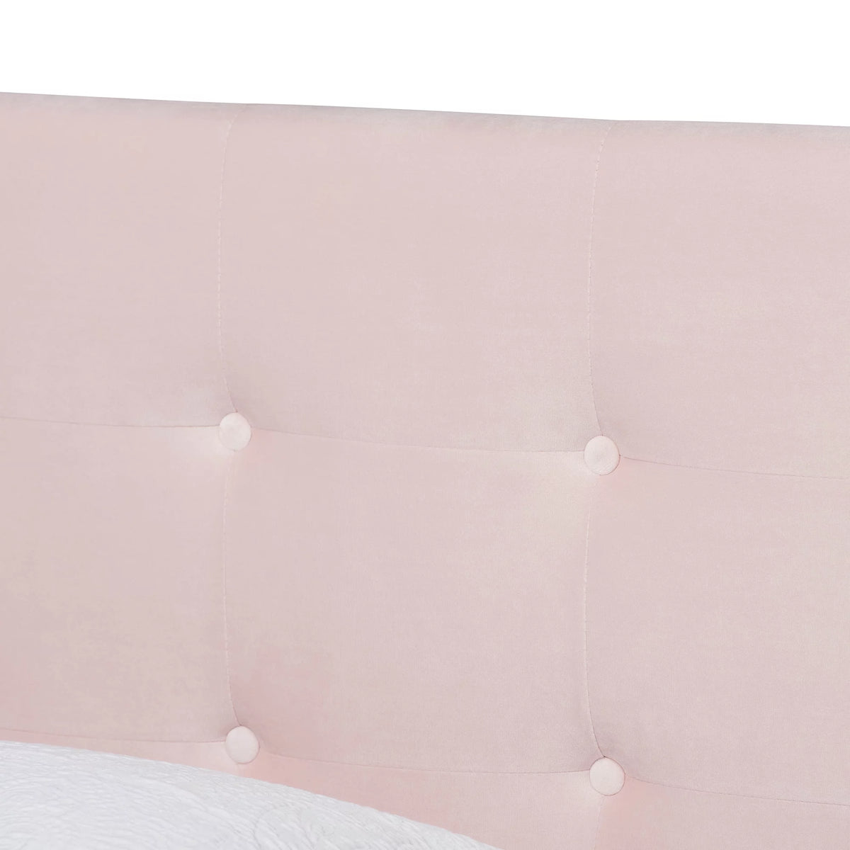 Light Pink Velvet Tufted Panel Bed R33806
