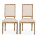 Beige Fabric Upholstered Dining Chairs Set of 2 A264