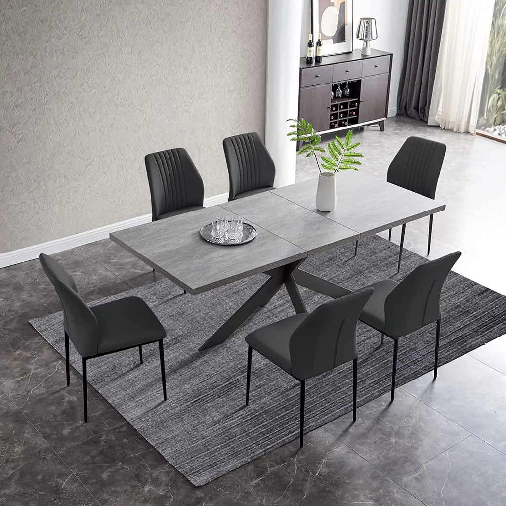 6-8 Person Space Saving Expandable Metal Frame Rectangular Dining Table R755302
