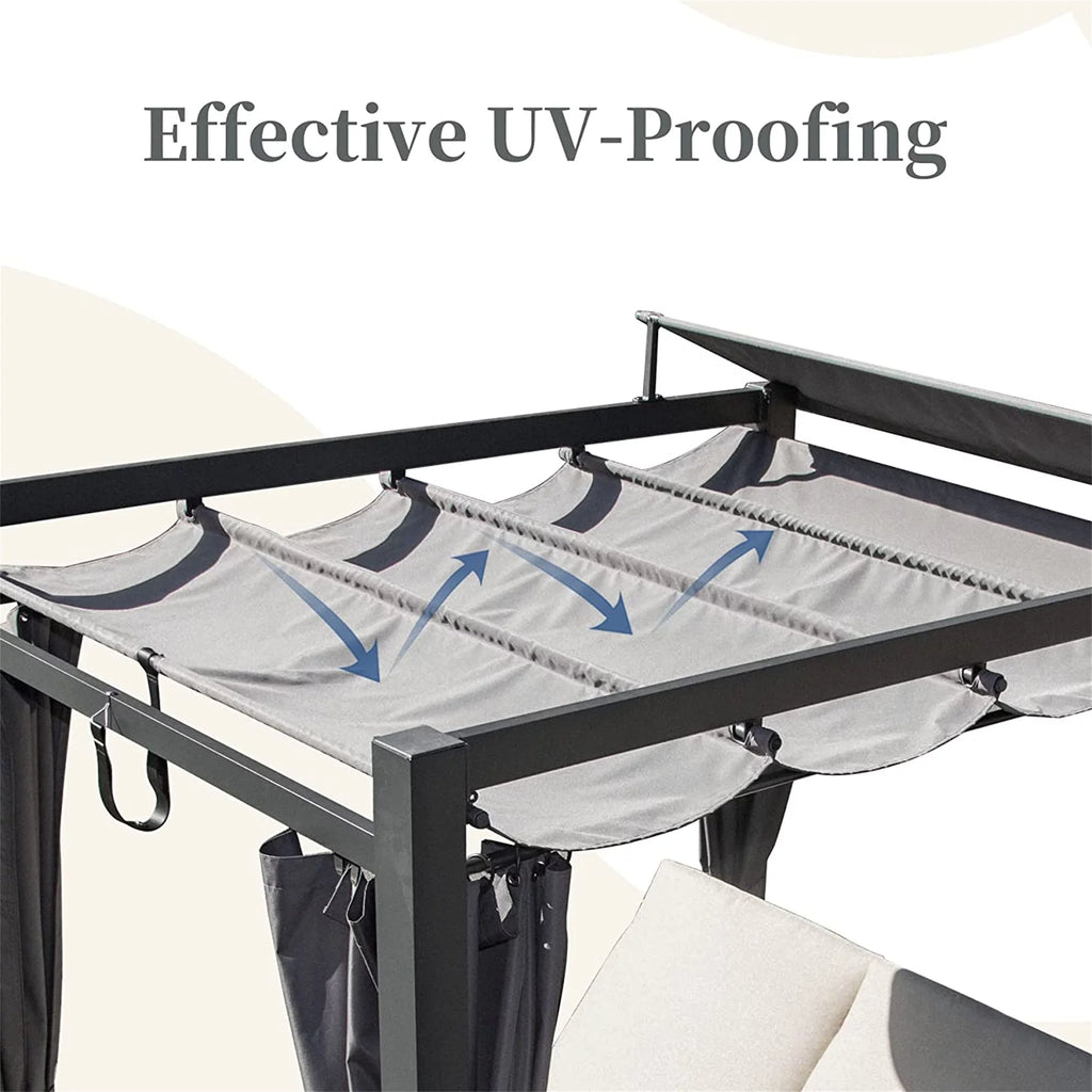 Aluminum Outdoor Patio Daybed with Retractable Canopy W324444