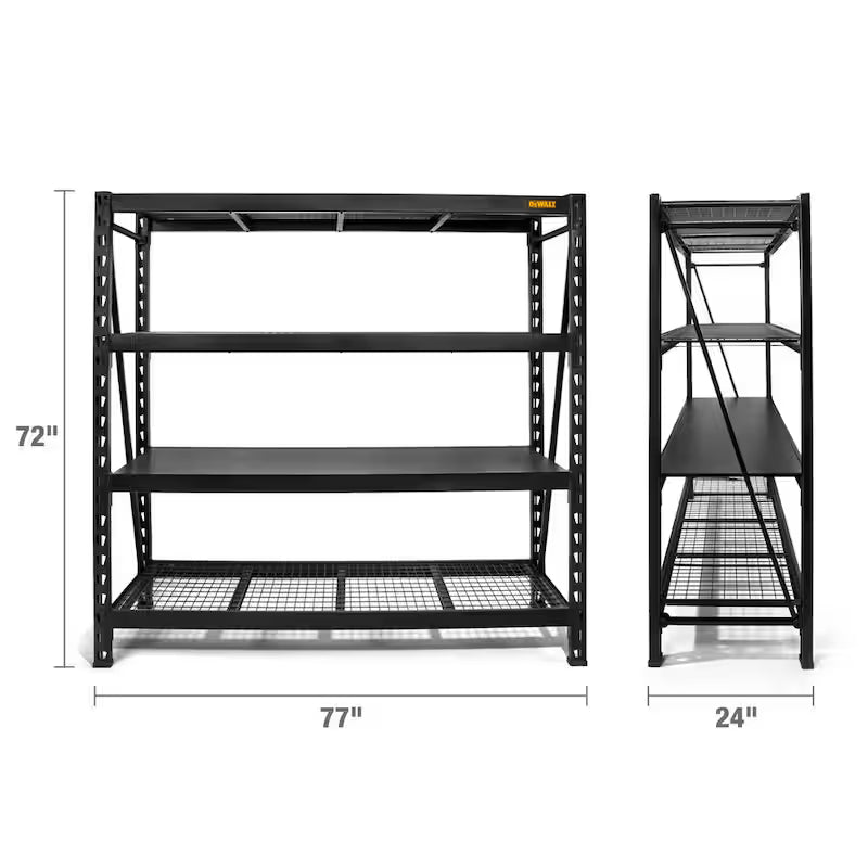 Black 4-Tier Steel Storage Shelving Unit P157969