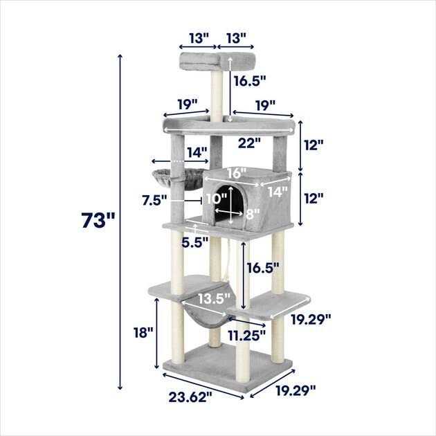 73-in Cat Tree with Hammock Condo and Bed B2496