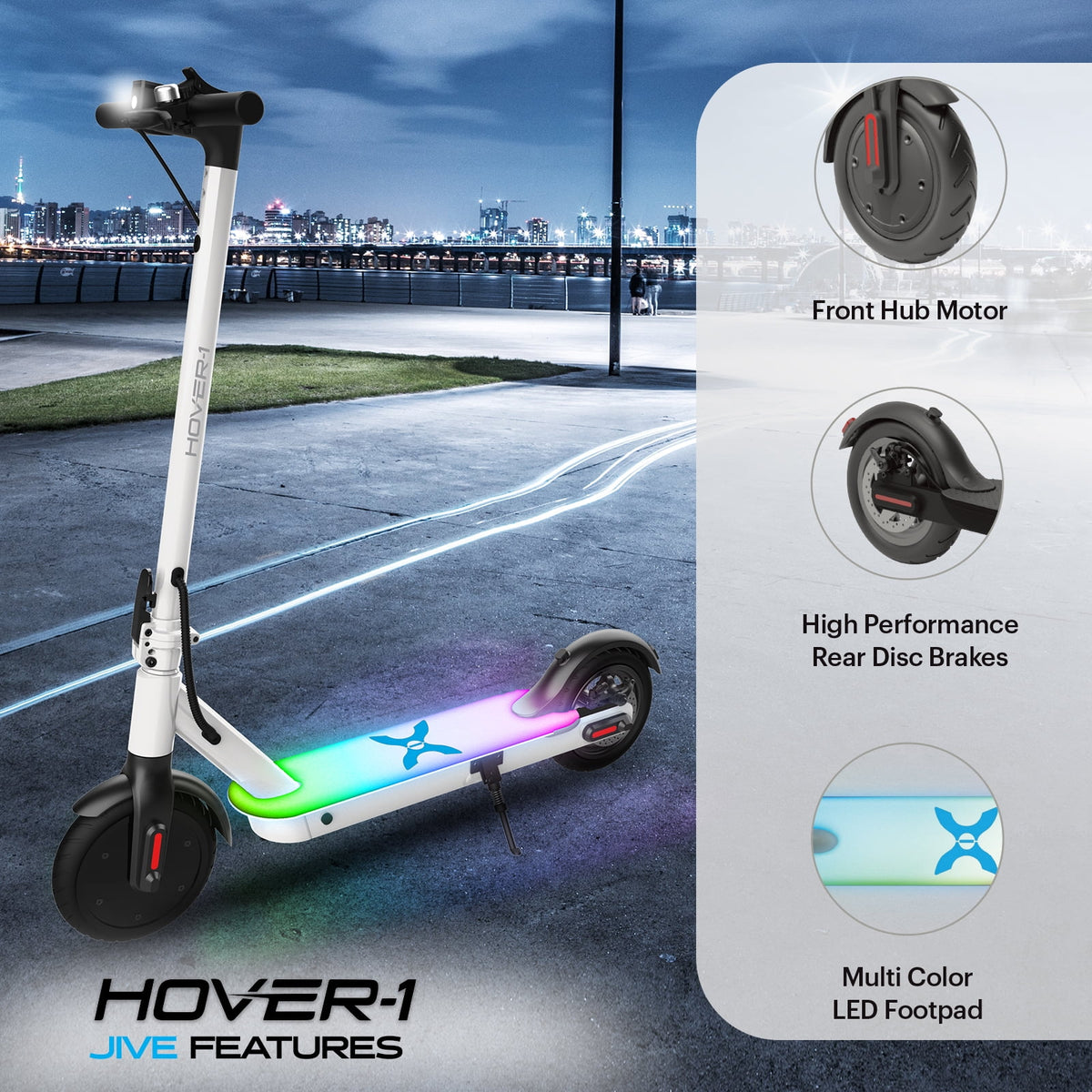 Self Balancing Folding Electric Scooter, 8.5 in Wheels, White P2982