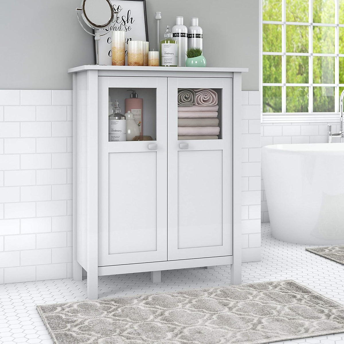 White Bathroom Storage Cabinet Y8942