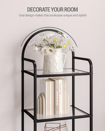 6 Tier Tempered Glass Steel Frame Bookcase D3299