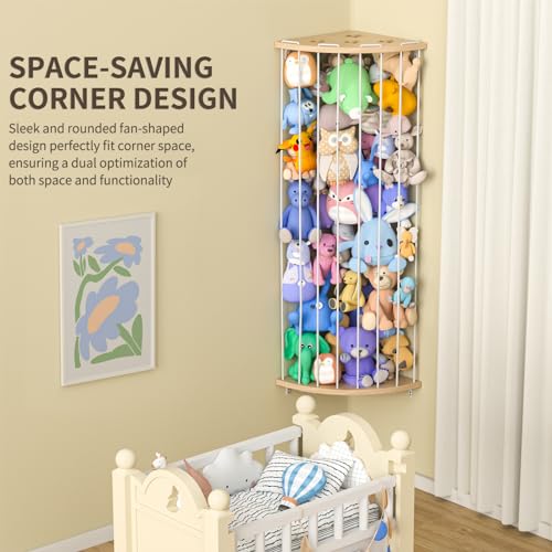 Wood Corner Stuffed Animal Storage Organizer with Star Pattern U310