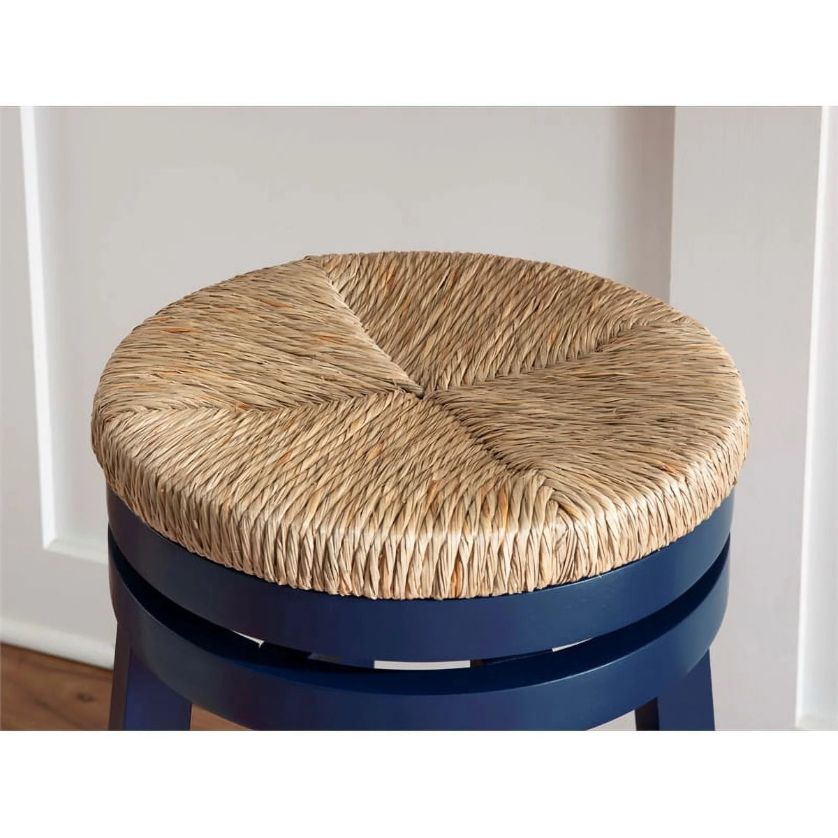 Navy Blue Wood Swivel Barstool Y55419