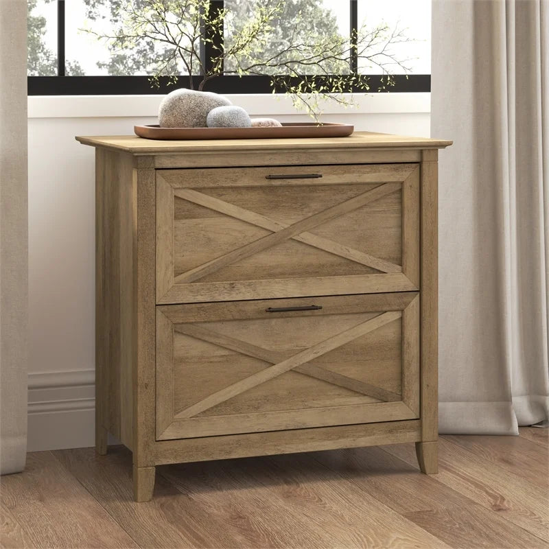2 Drawer Contemporary Wood Lateral File Cabinet in Pine C474623