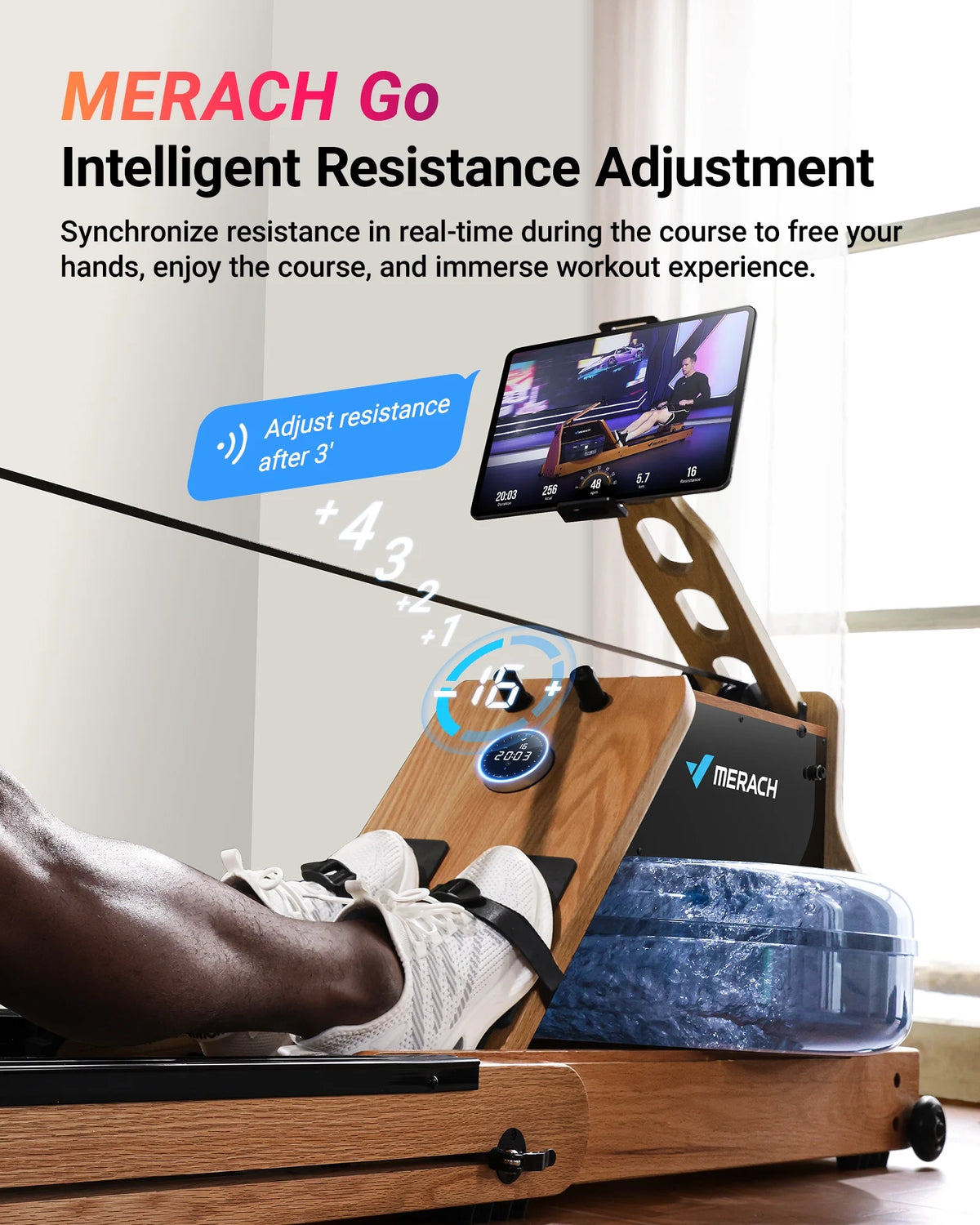 Foldable Solid Wood Rowing Machine X1437