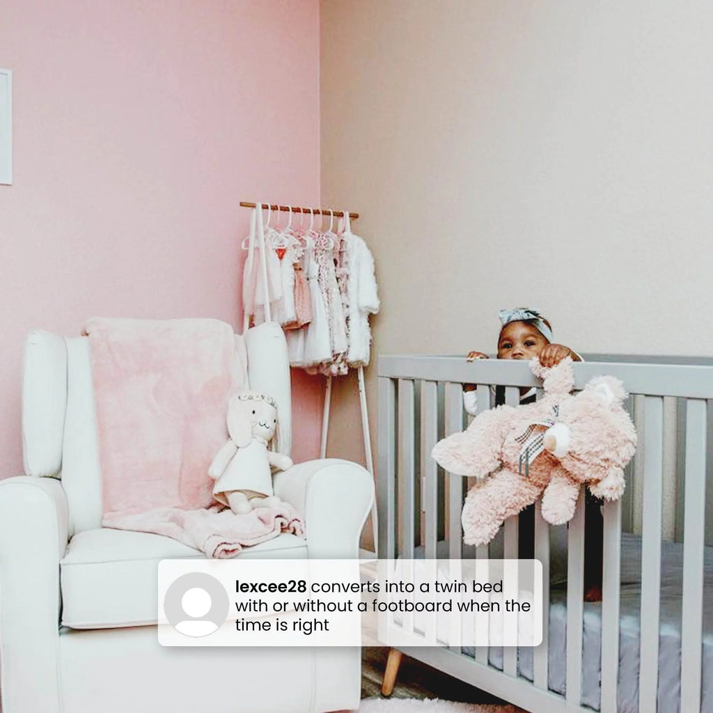 Grey Convertible Mini Baby Crib with Mattress B37622