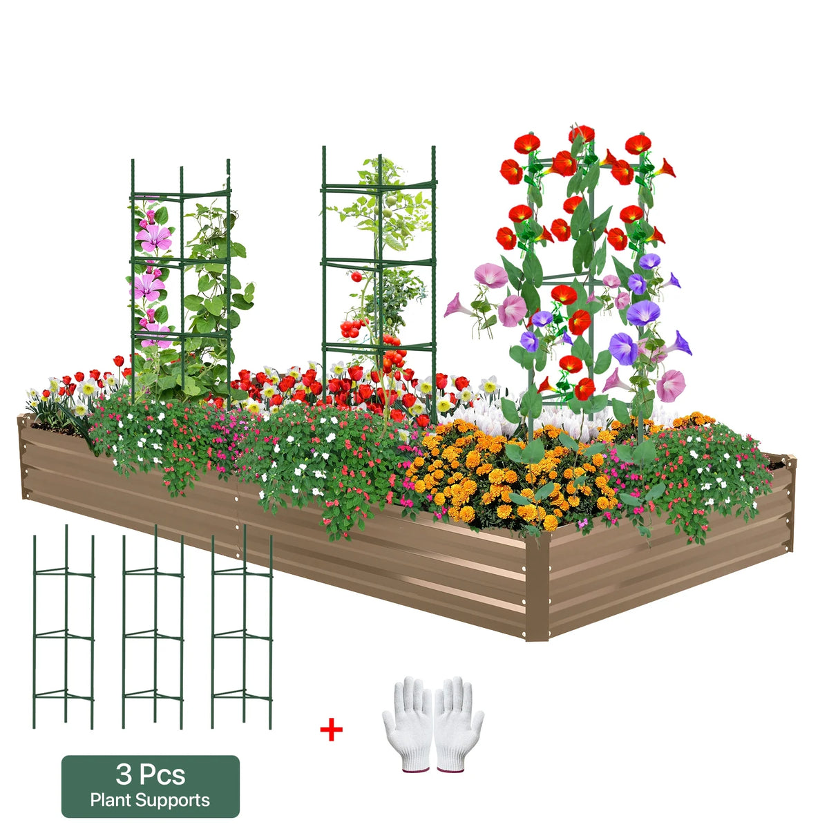 Galvanized Raised Garden Bed 6*3*1 ft Rust-Resistant Metal Planter Box Brown G416