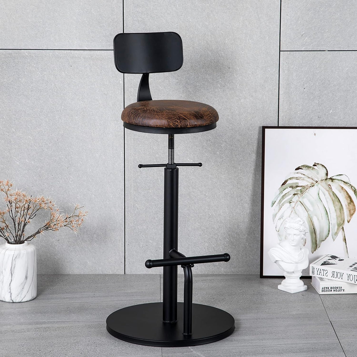 Set of 2 Adjustable Swivel Bar Stool M2772
