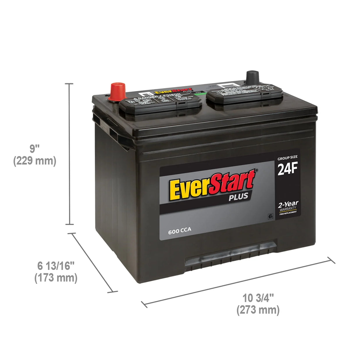 Lead Acid Automotive Battery Group Size 24F 12 Volt 600 CCA X755222