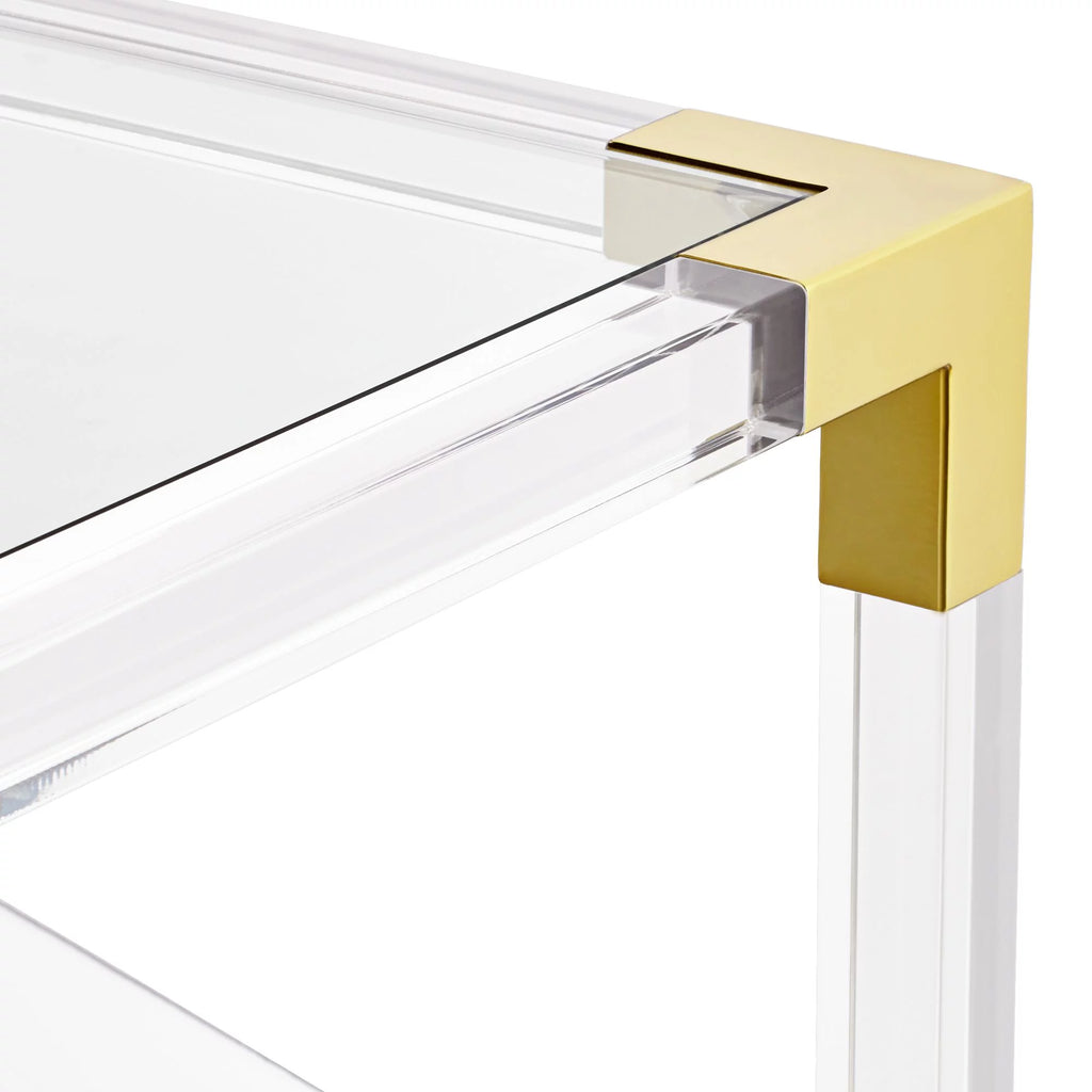 Modern Cast Acrylic Square Coffee Table 40" Wide Clear Gold Tempered Glass Tabletop M48606