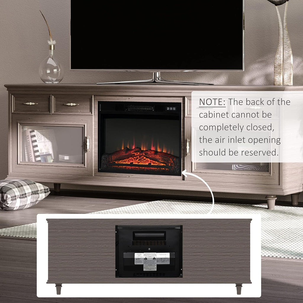 23 Electric Fireplace Insert with Adjustable Brightness, 1400W, Black G198