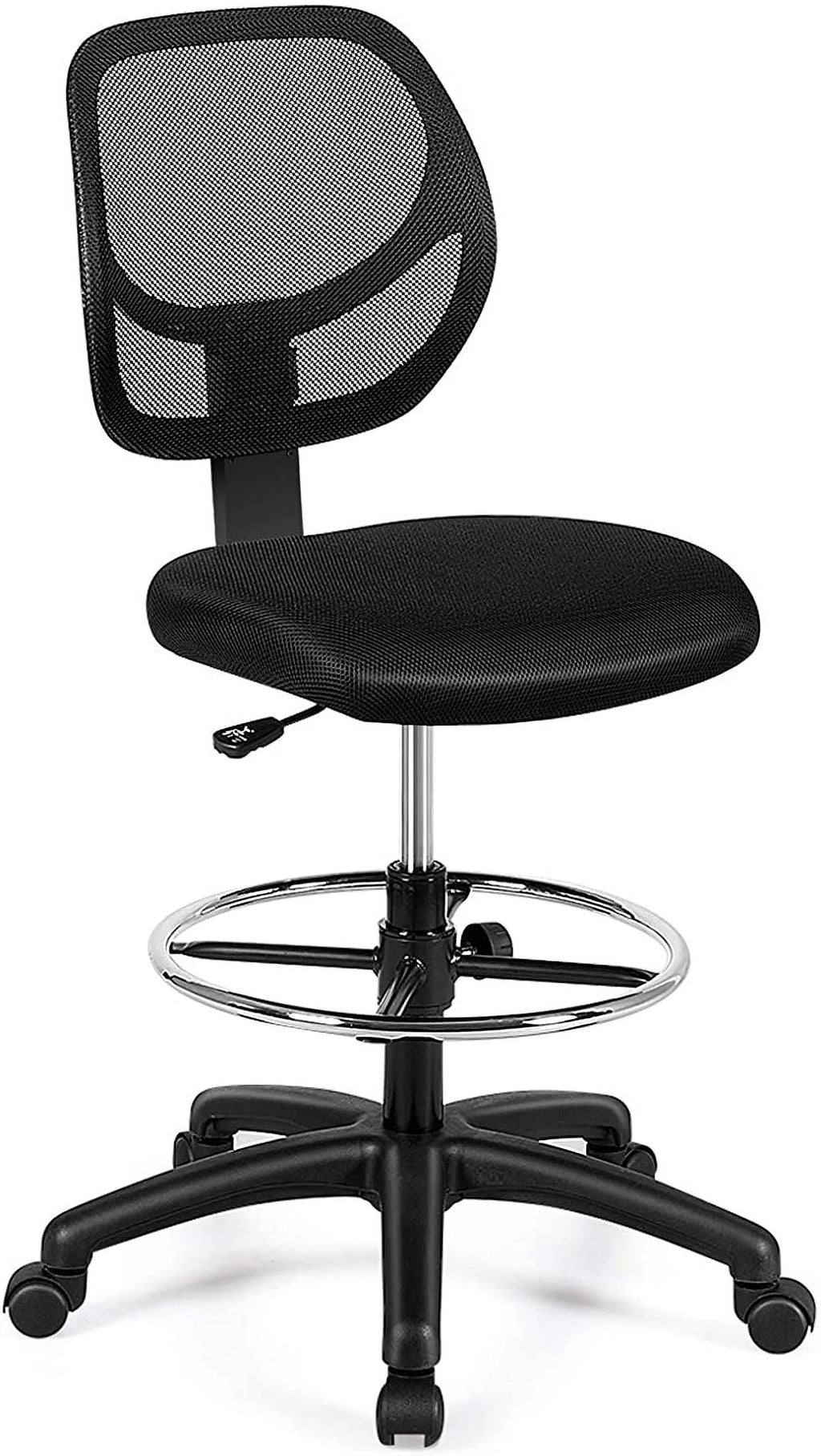 Black Mesh Drafting Chair with Footrest Ring K320867