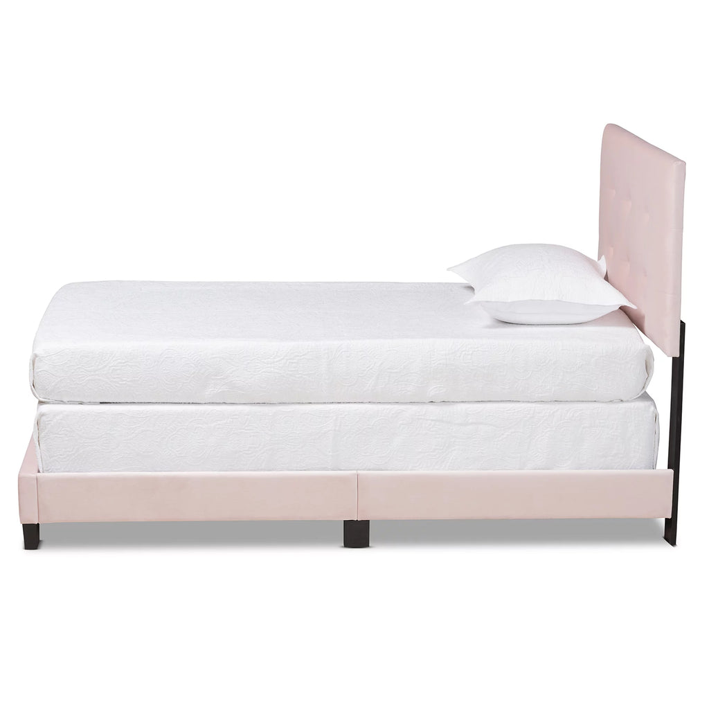 Light Pink Velvet Tufted Panel Bed R33806