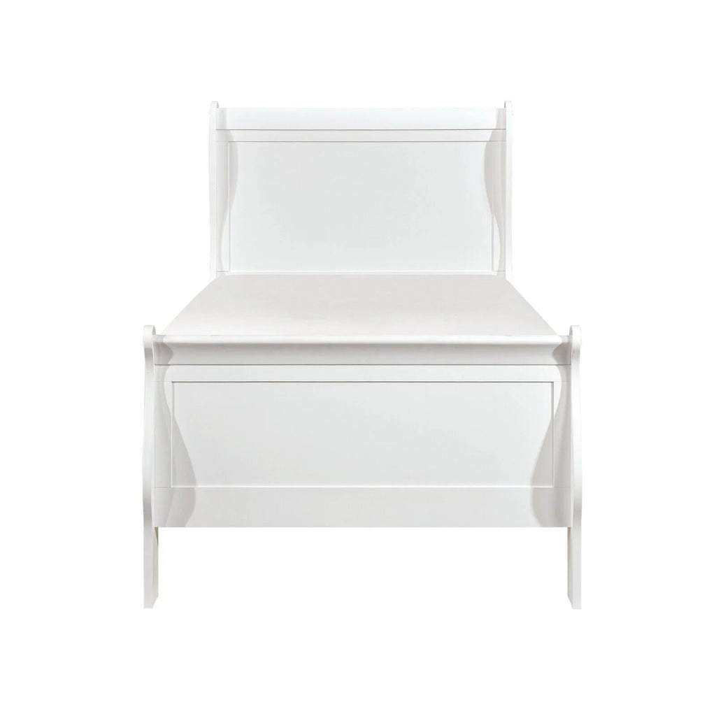 White 1pc Twin Size Sleigh Bed I49141