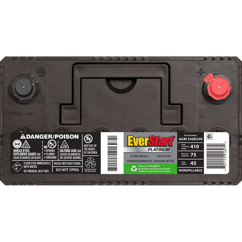AGM Automotive Battery Group Size S46B24R 12 Volt 410 CCA X975626