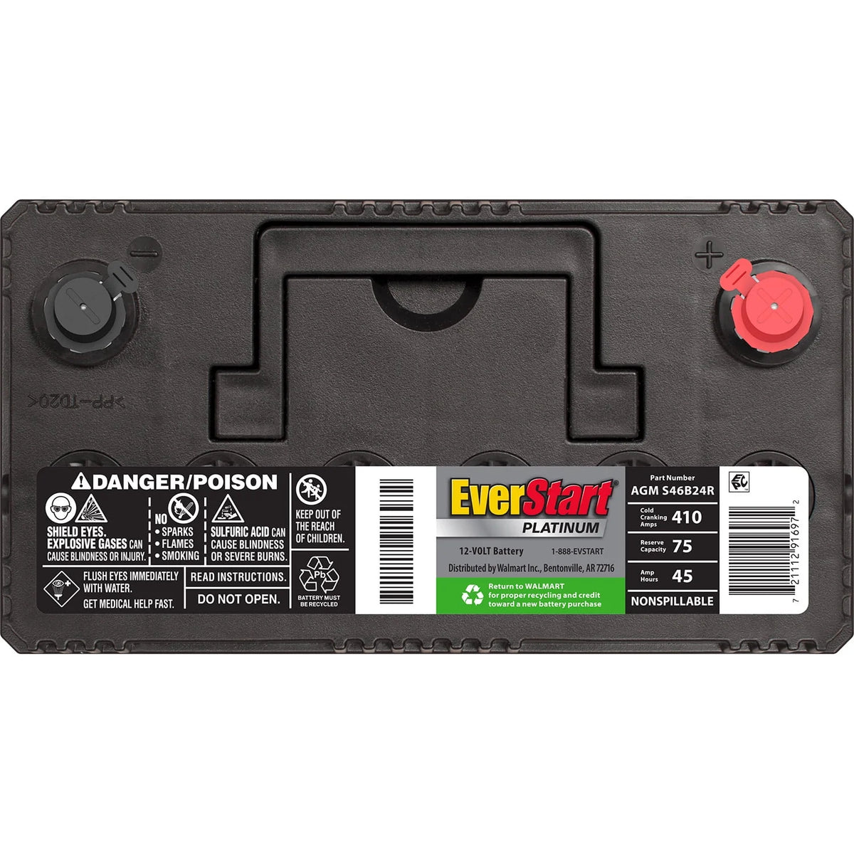 AGM Automotive Battery Group Size S46B24R 12 Volt 410 CCA X975626