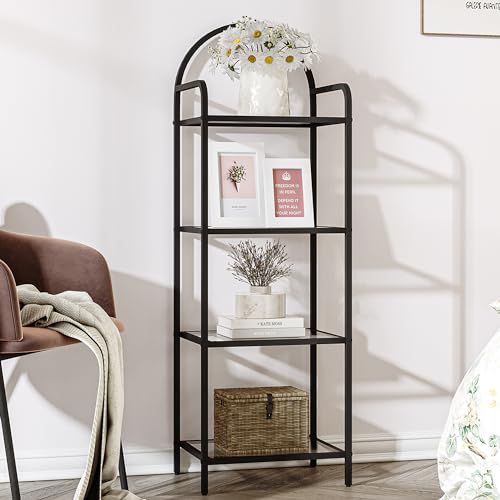 6 Tier Tempered Glass Steel Frame Bookcase D3299