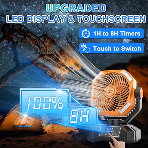 20000mAh Rechargeable Battery Powered Camping Fan with LED Lantern H12729
